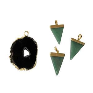 Geode Slice & Aventurine Jewelry Making Pendants